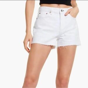 rag & bone White Low-Rise Raw Shorty Denim Shorts